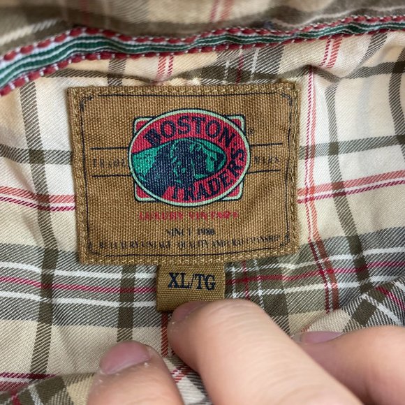 Boston Traders Shirt Men Extra Large XL Brown Red Plaid Button Up Casual Flannel - Picture 5 of 10